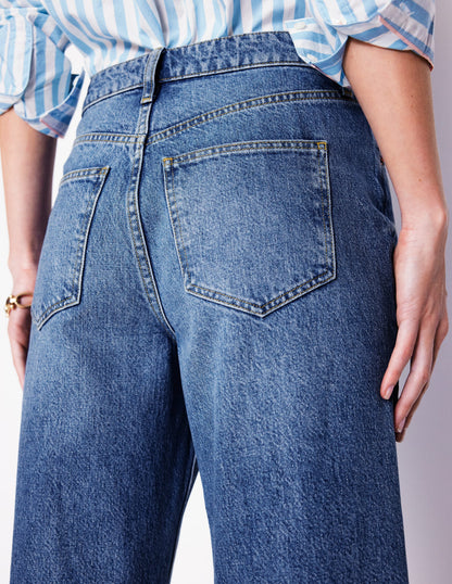 High Rise Straight Crop Jeans-Light Vintage Frayed