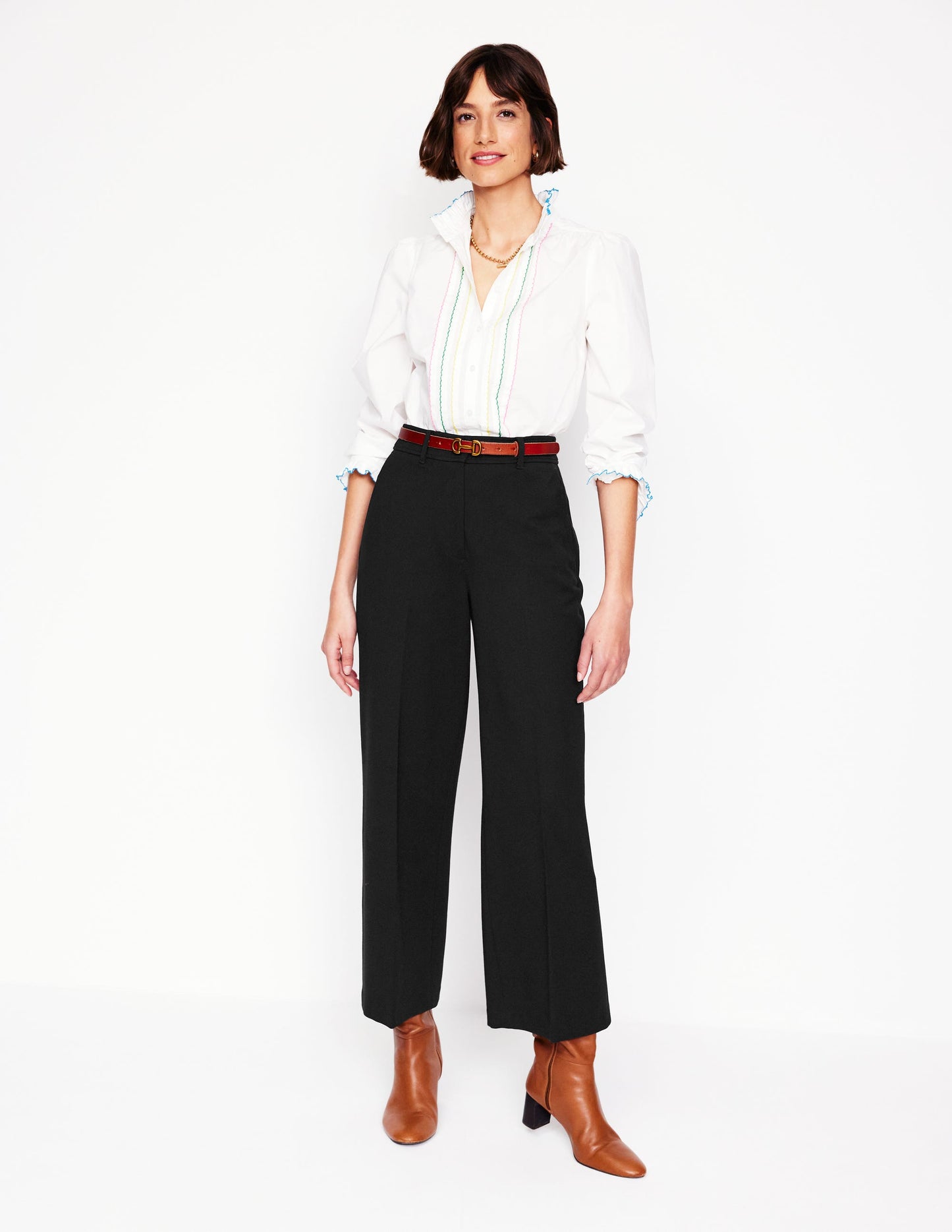 Cropped Ponte Pants-Black