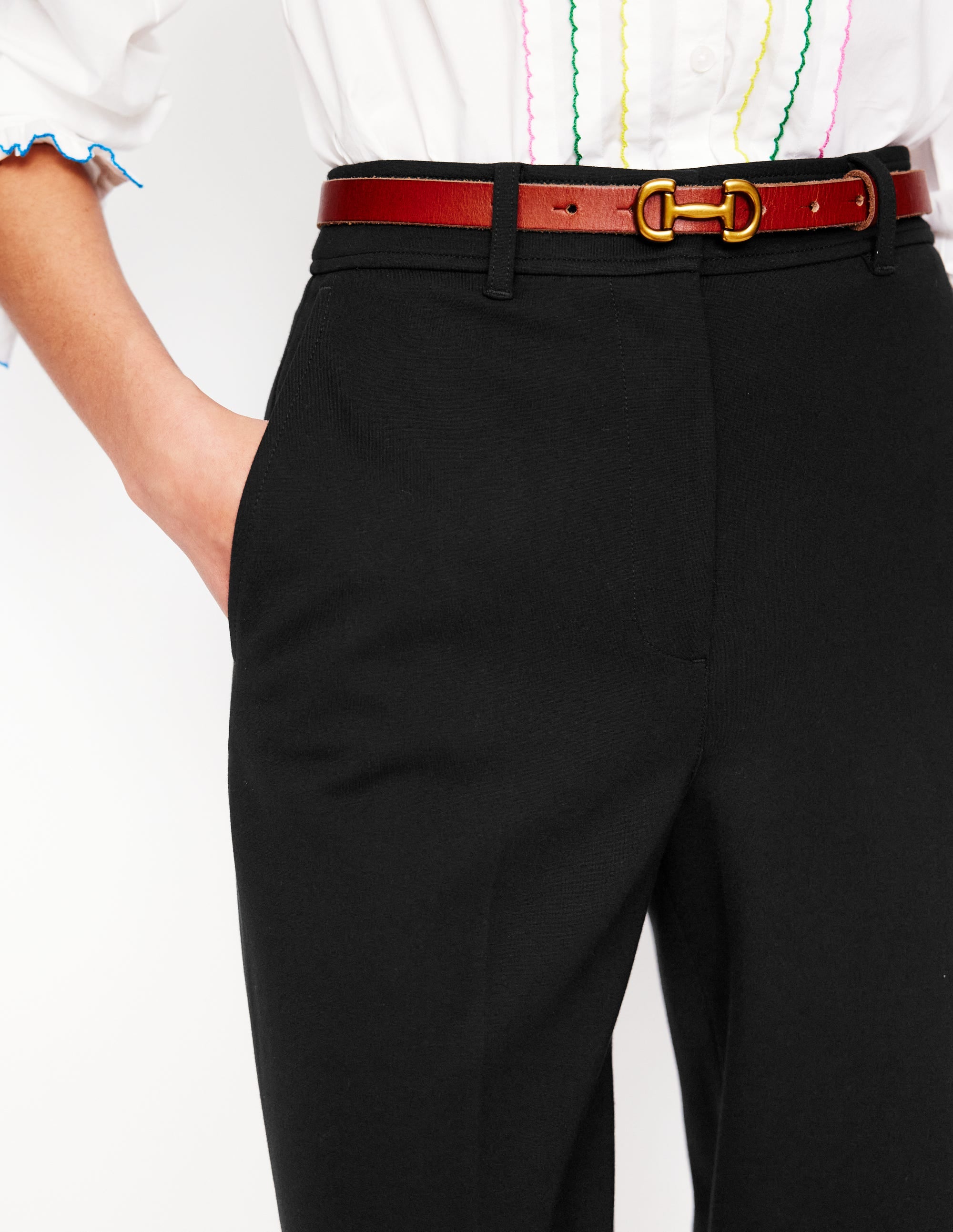 Cropped Ponte Pants-Black - Image 2