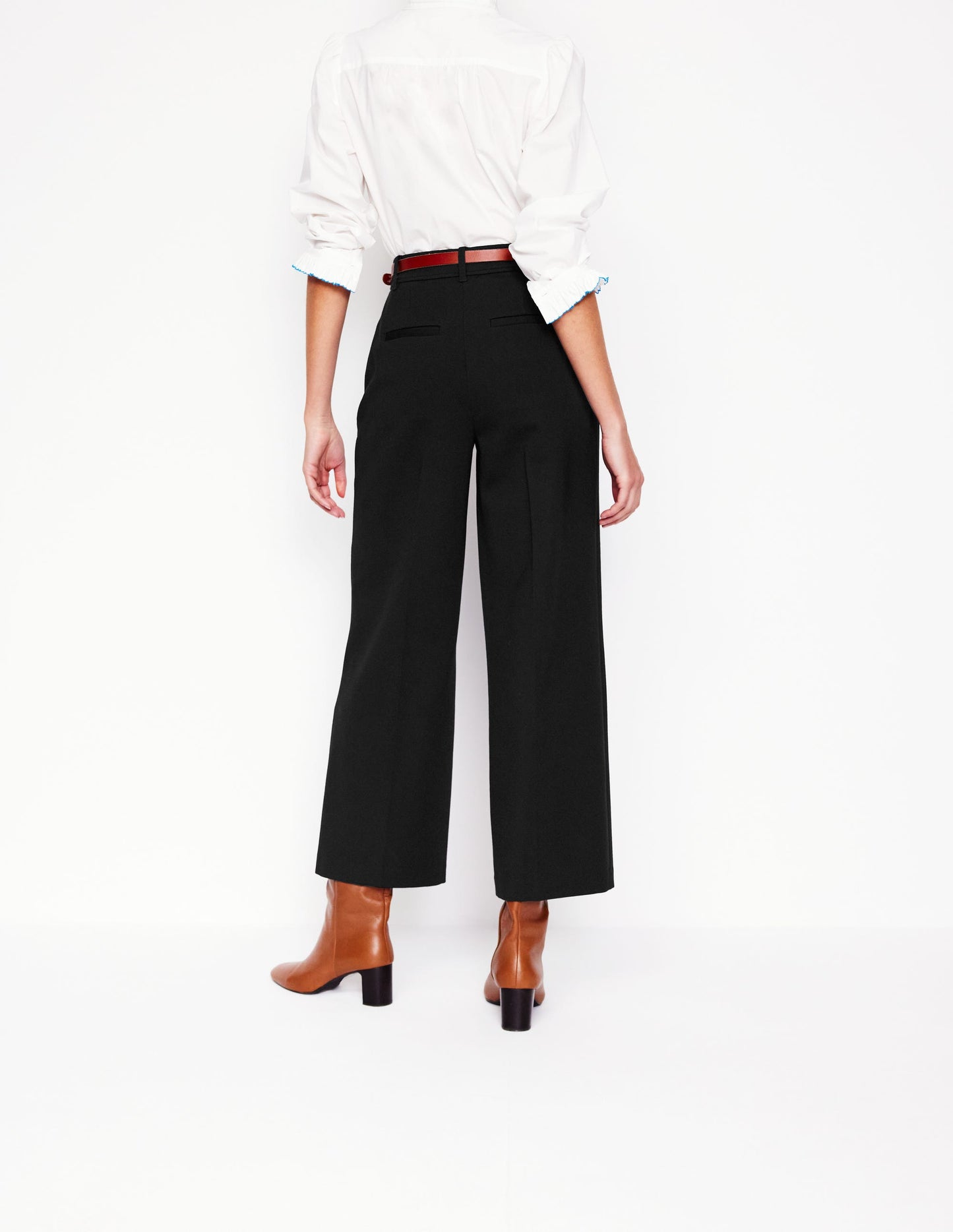 Cropped Ponte Pants-Black