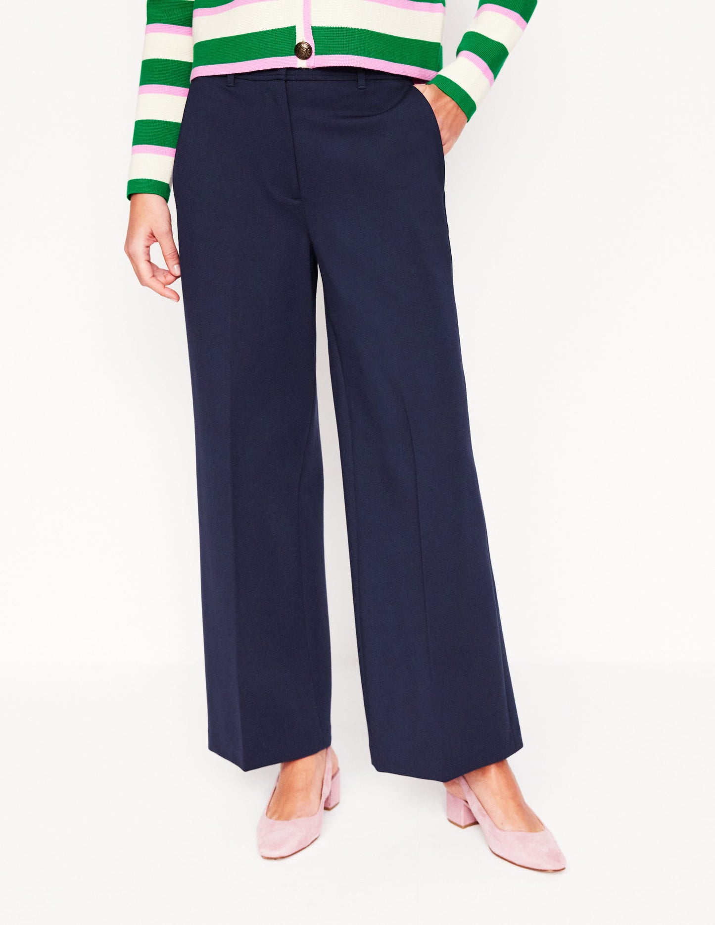 Cropped Ponte Pants-Navy