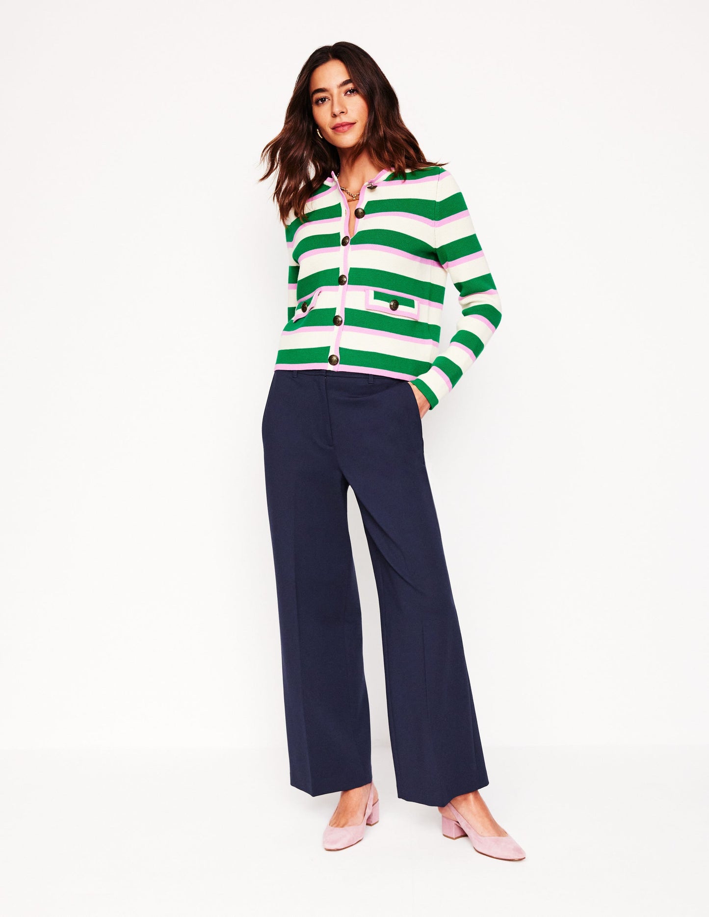 Cropped Ponte Pants-Navy