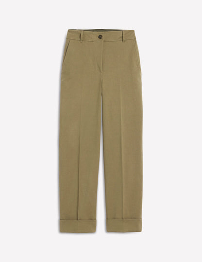 Turn Up Pants-Warm Olive