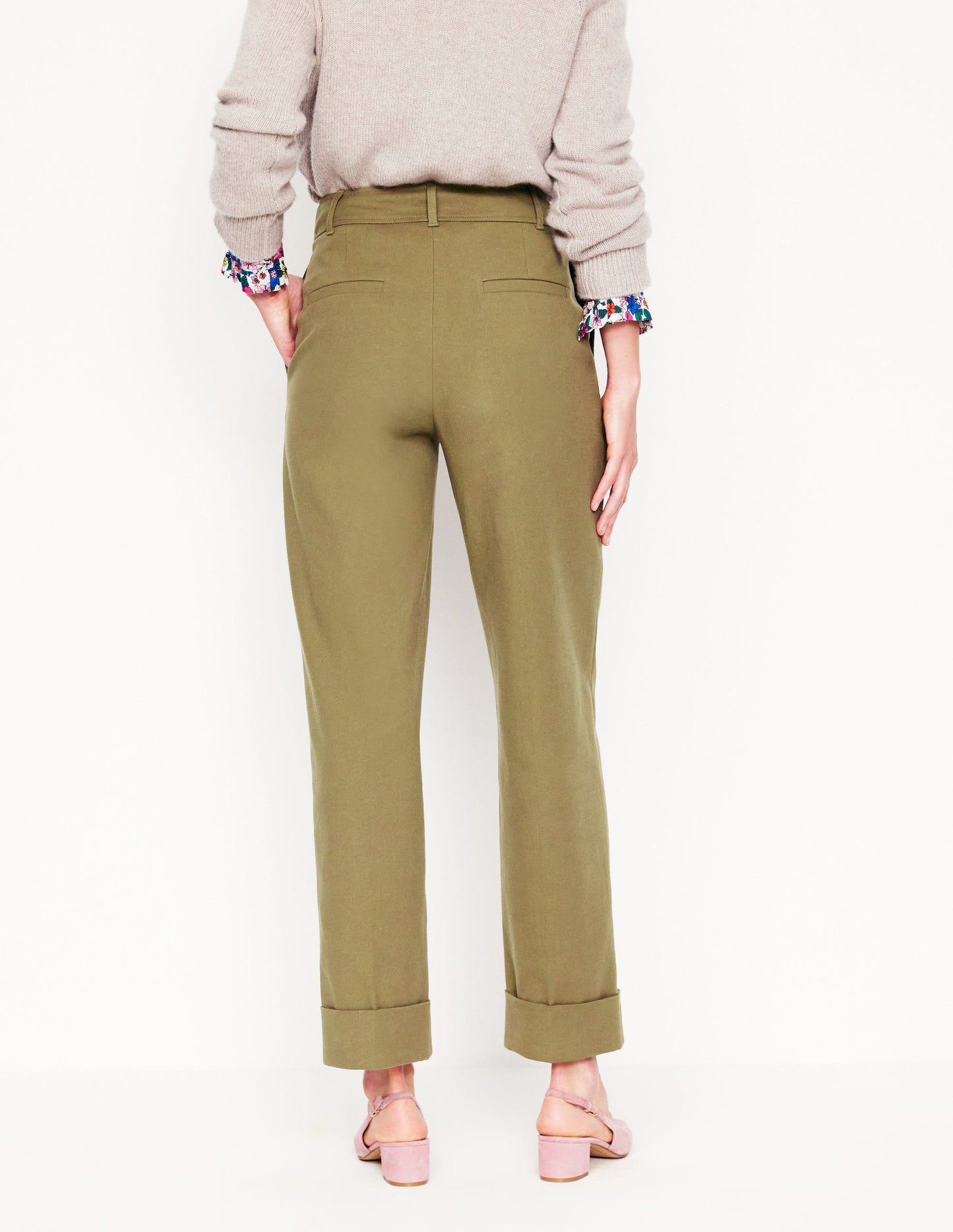 Turn Up Pants-Warm Olive