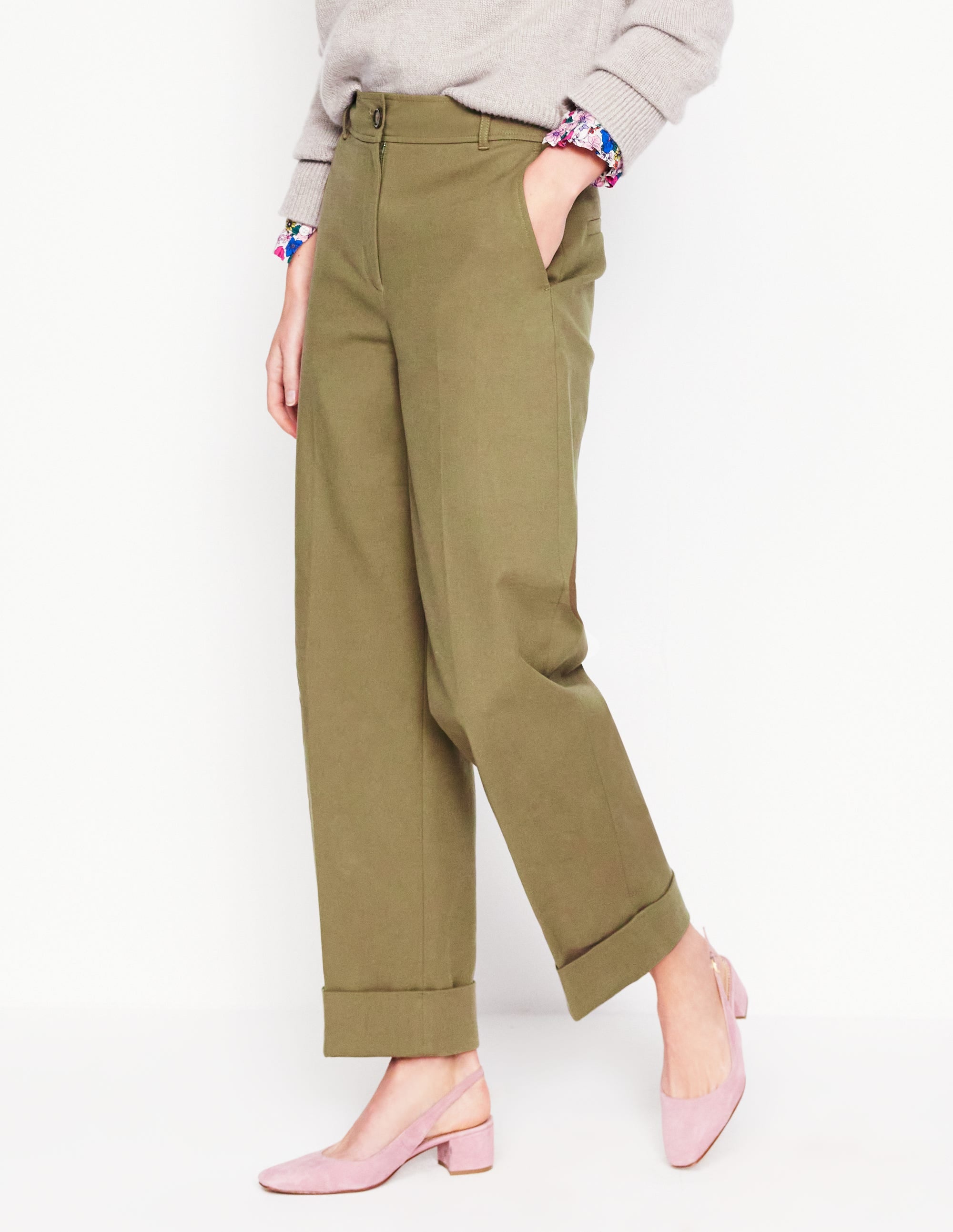 Turn Up Pants-Warm Olive - Image 4