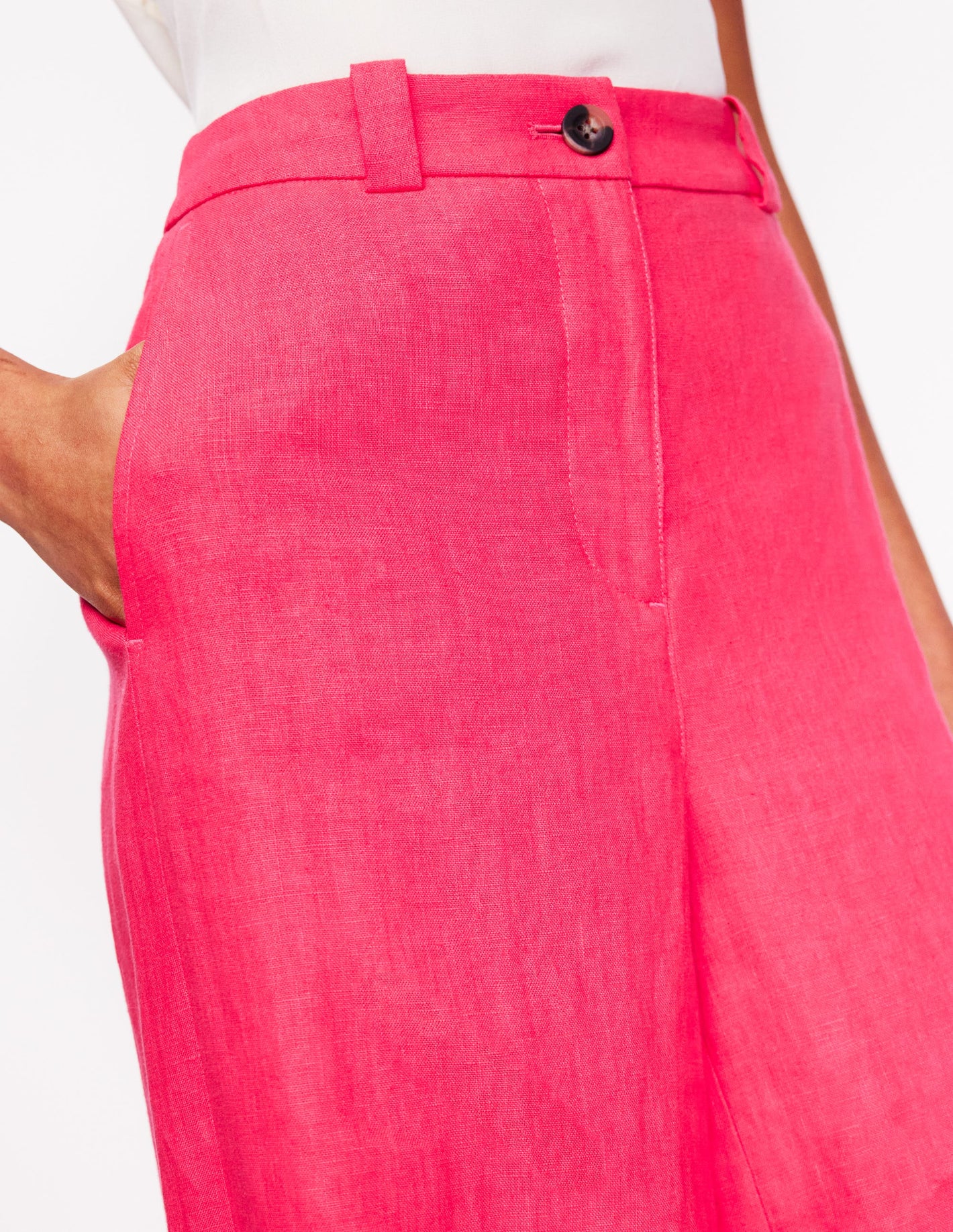 Westbourne Linen Pants-Camelia Pink