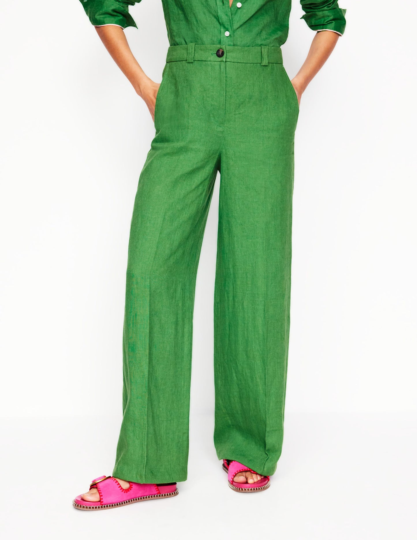 Westbourne Linen Pants-Paradise Green