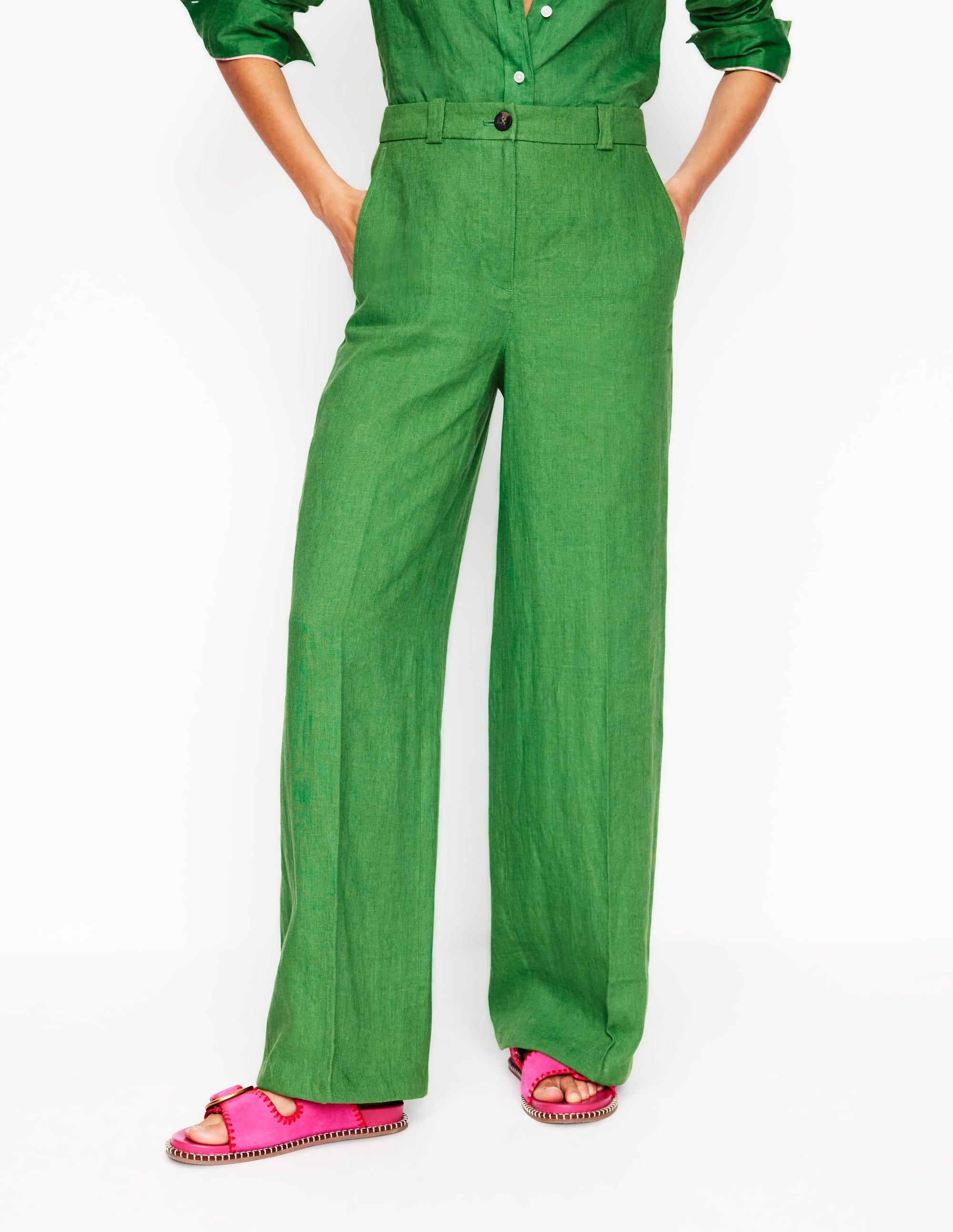 Westbourne Linen Pants-Paradise Green - Image 4