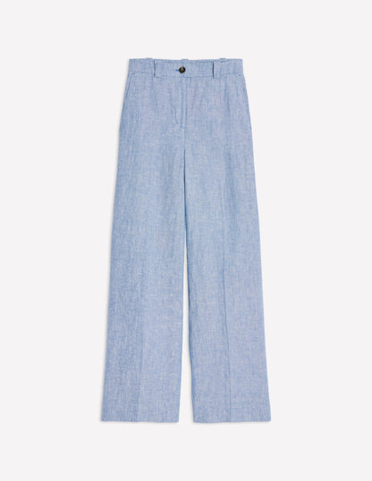 Westbourne Linen Pants-Grey Blue Chambray