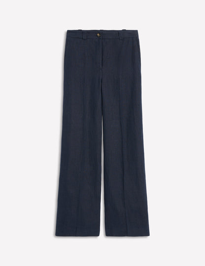 Westbourne Linen Pants-Navy