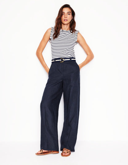 Westbourne Linen Pants-Navy