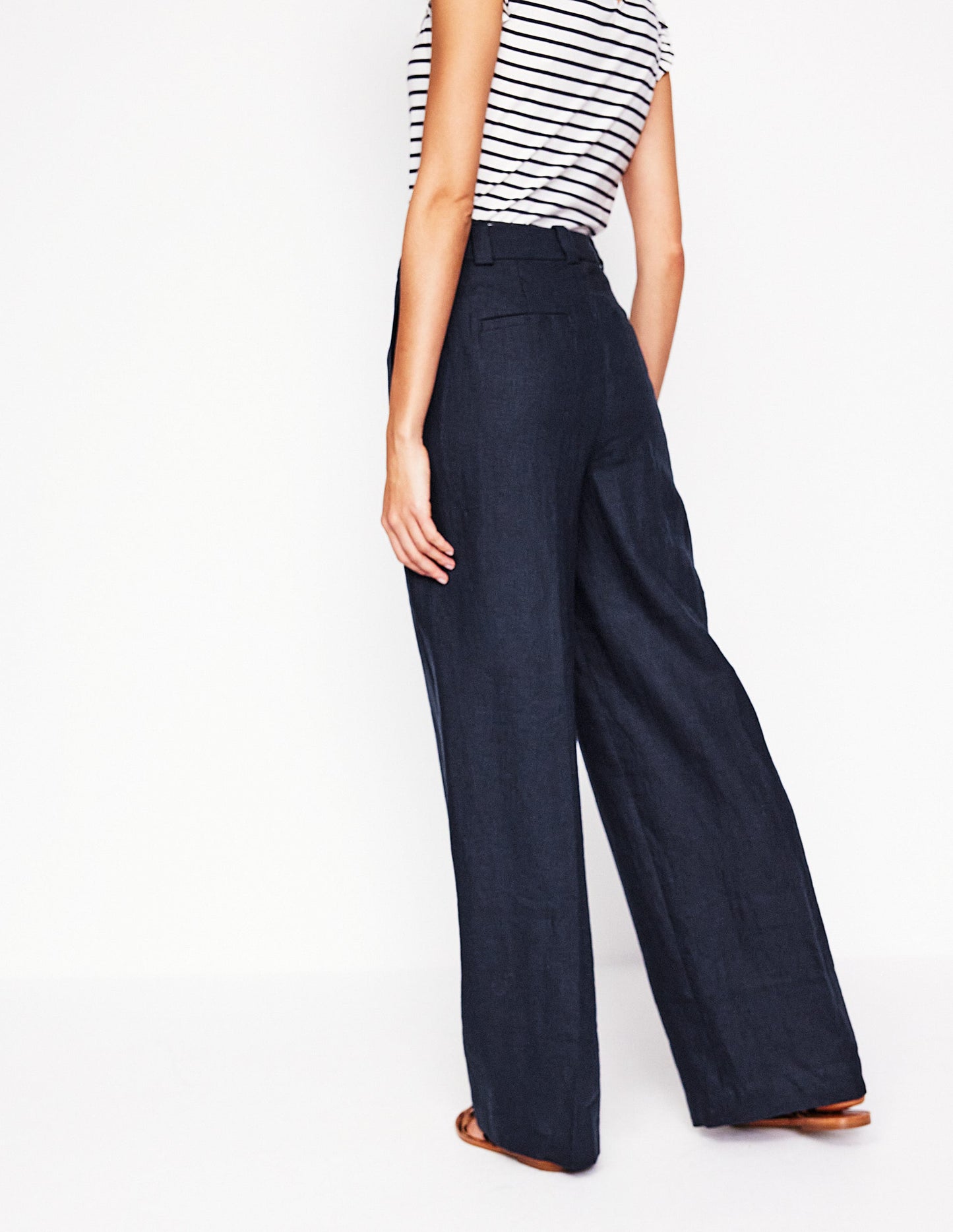 Westbourne Linen Pants-Navy