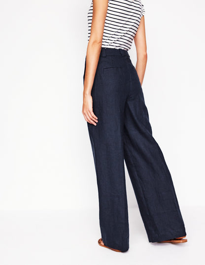 Westbourne Linen Pants-Navy