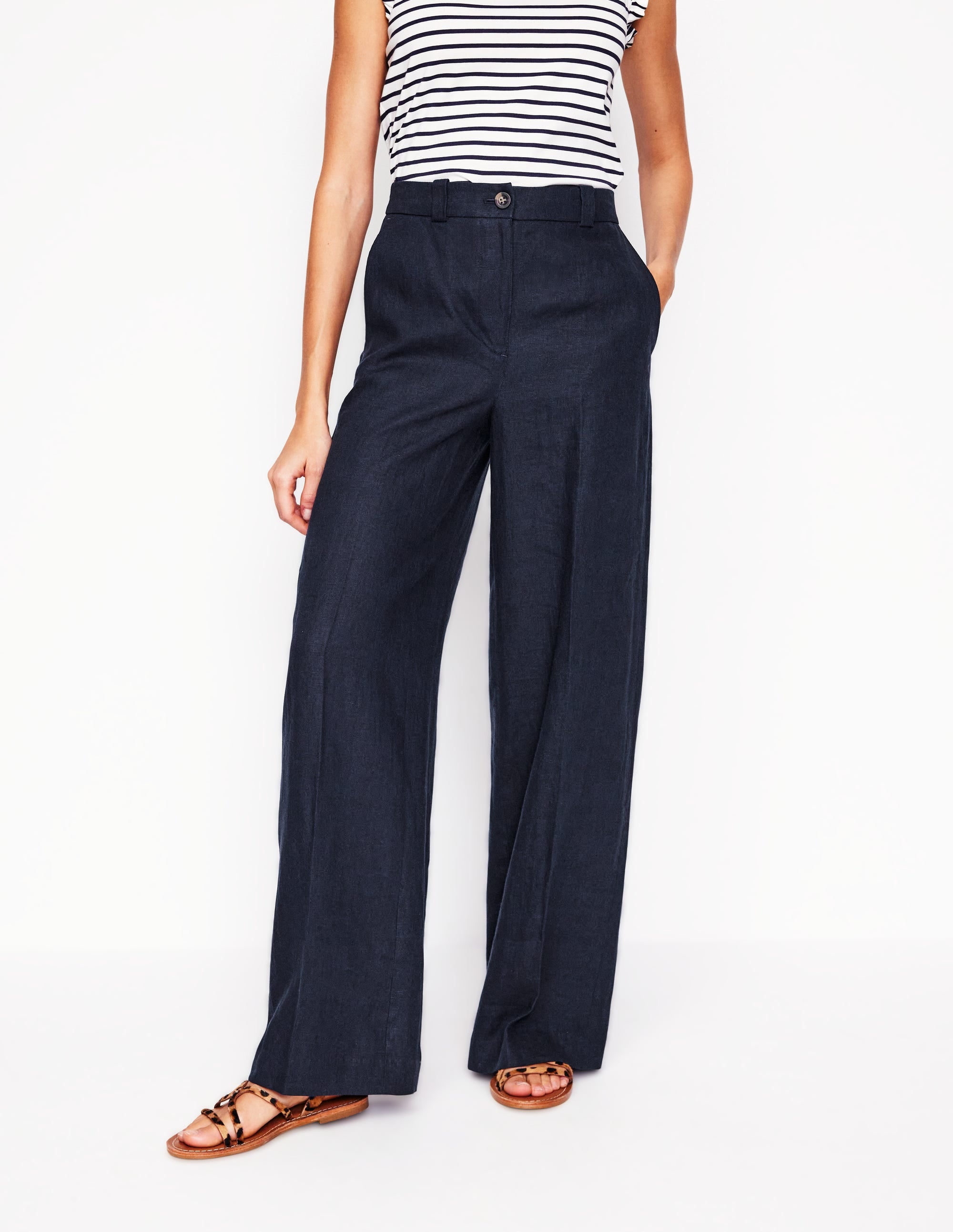 Westbourne Linen Pants-Navy - Image 3