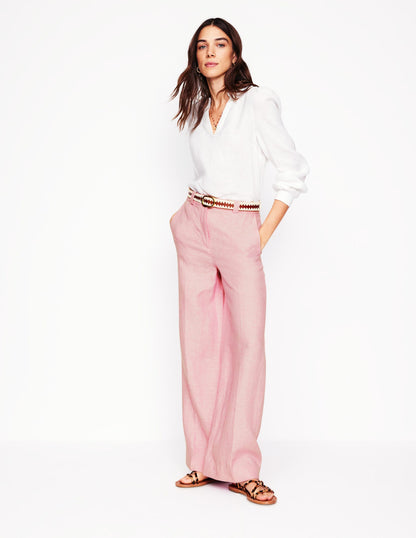 Westbourne Linen Pants-Meadowsweet Pink Chambray