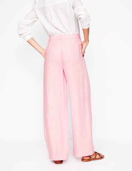 Westbourne Linen Pants-Meadowsweet Pink Chambray