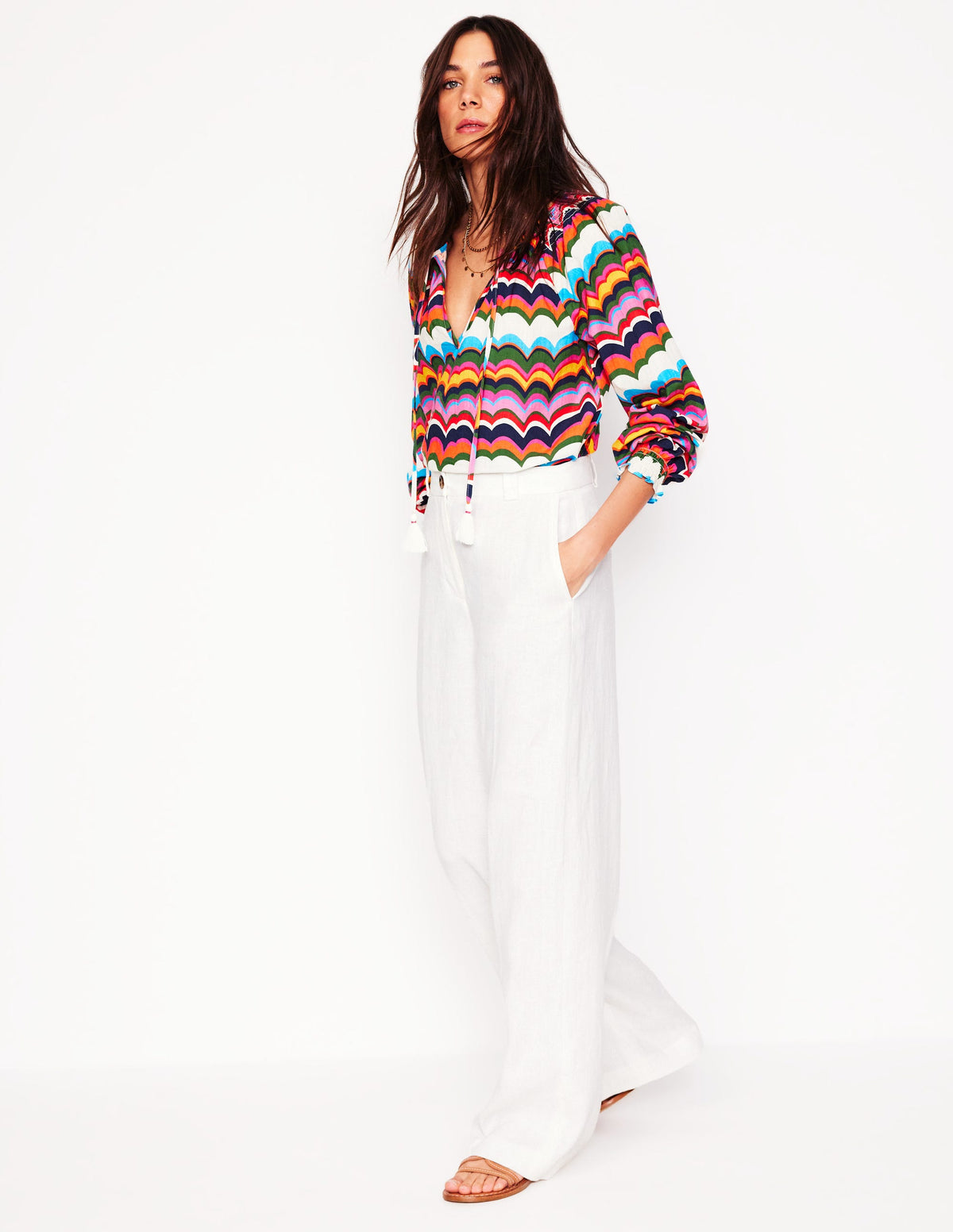 Westbourne Linen Pants-White - Image 1