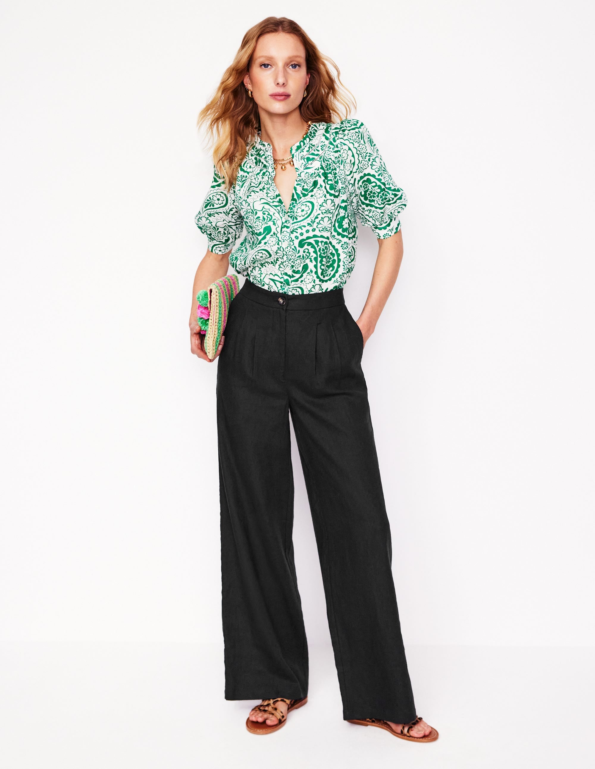 Dulwich Linen Pants-Black - Image 1