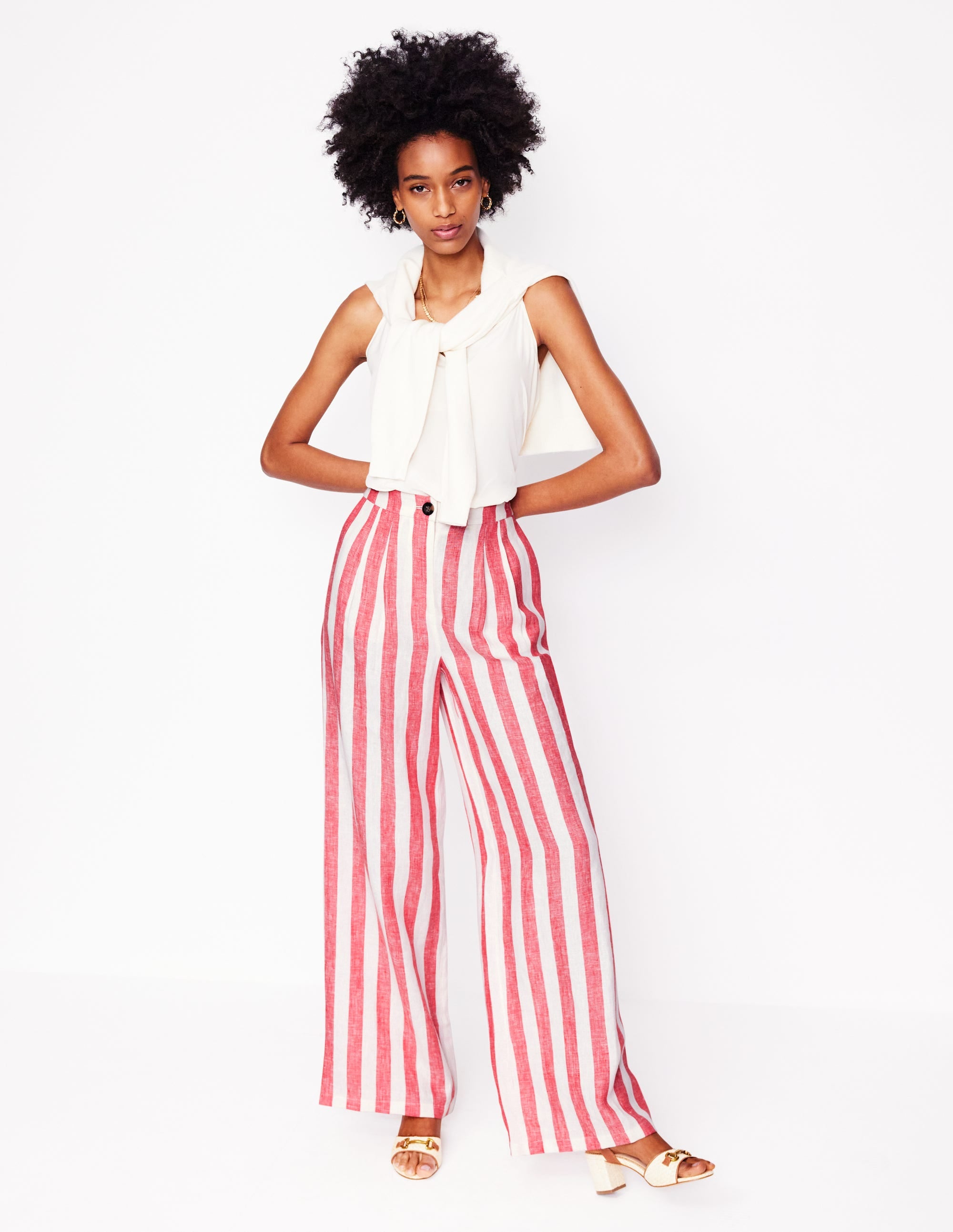 Dulwich Linen Pants-Strawberry Tart Red  Stripe - Image 6