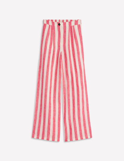 Dulwich Linen Pants-Strawberry Tart Red  Stripe