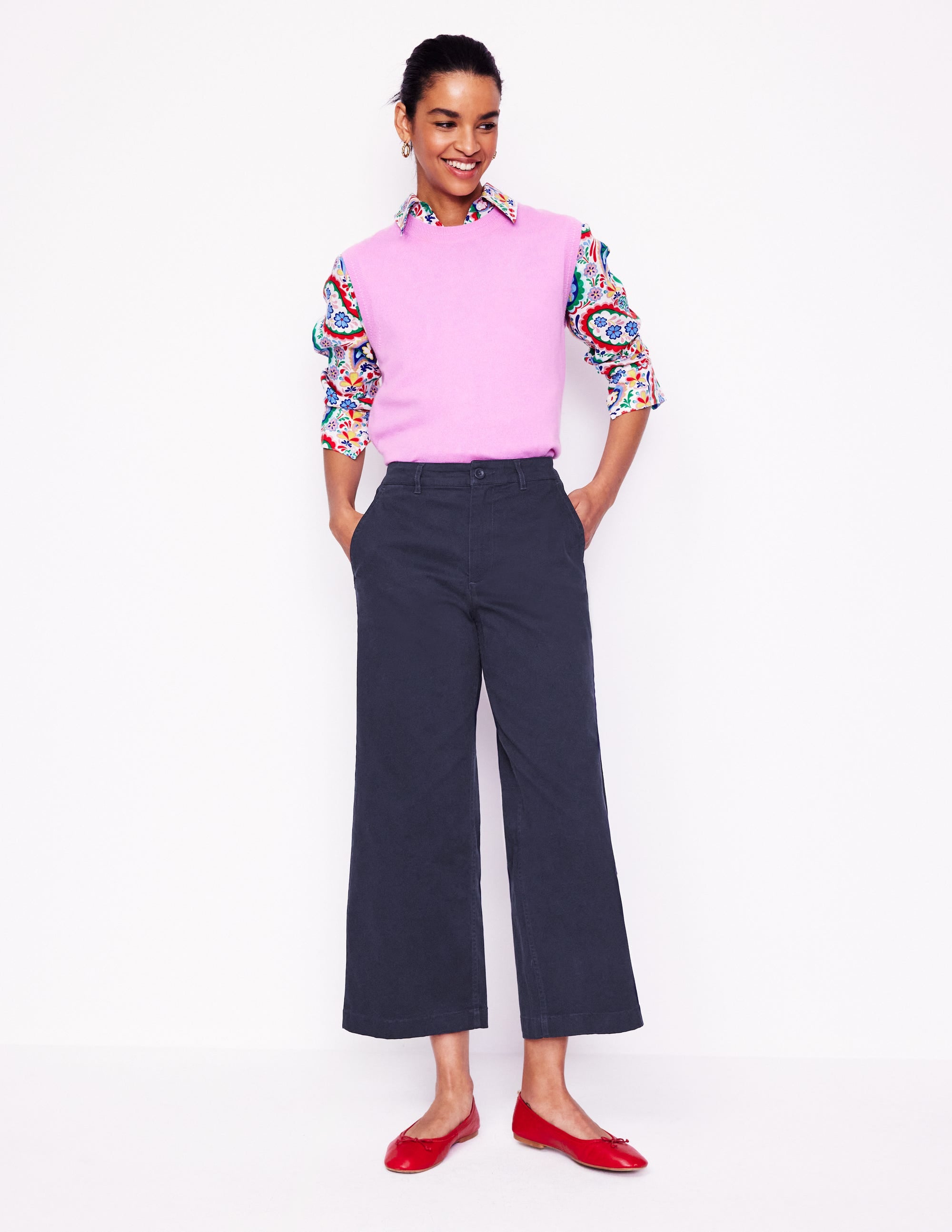 Barnsbury Crop Chino Pants-Navy - Image 1