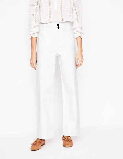 Primrose Patch Pocket Trousers-White