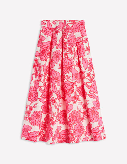 Verity Linen Midi Skirt-Pink, Blossom Cascade