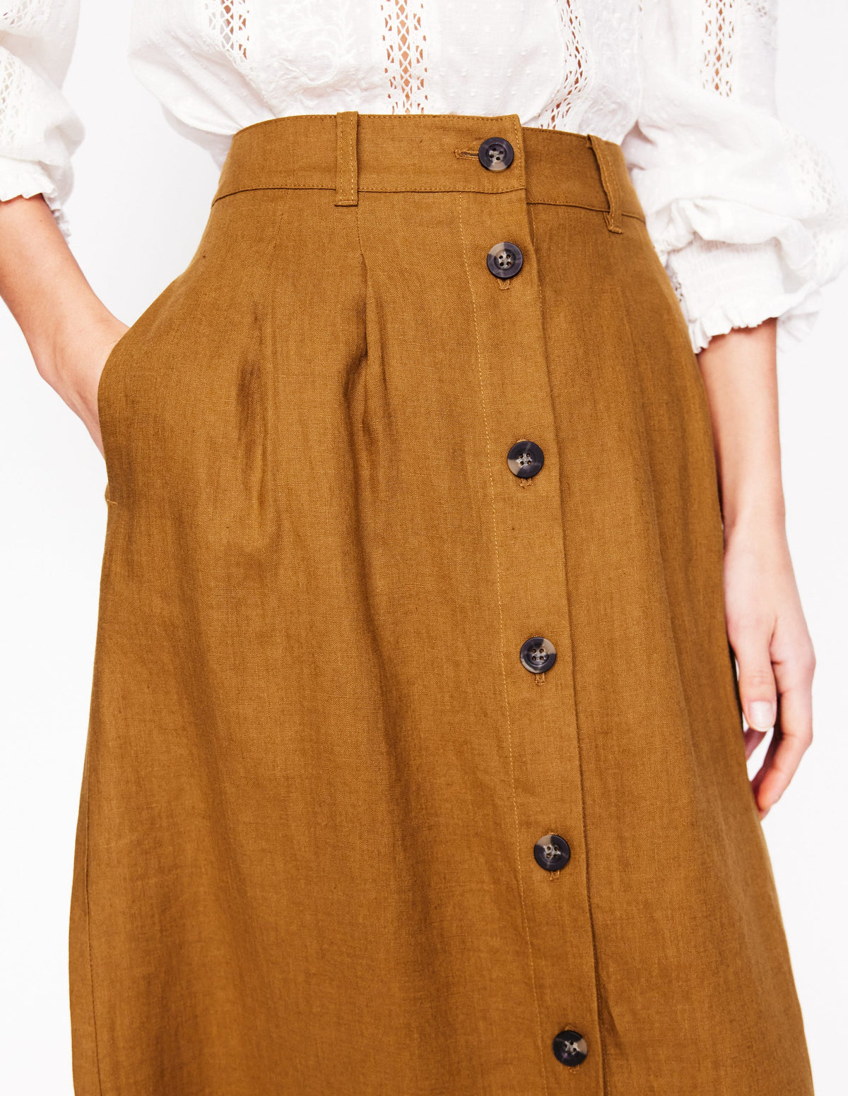 Thomasina Linen Midi Skirt-Gingerbread - Image 2