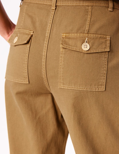 Brompton Wide Leg Trousers-Gingerbread