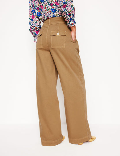 Brompton Wide Leg Trousers-Gingerbread