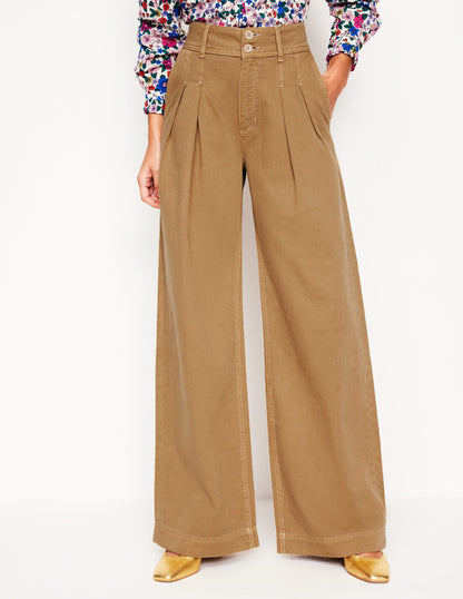 Brompton Wide Leg Trousers-Gingerbread