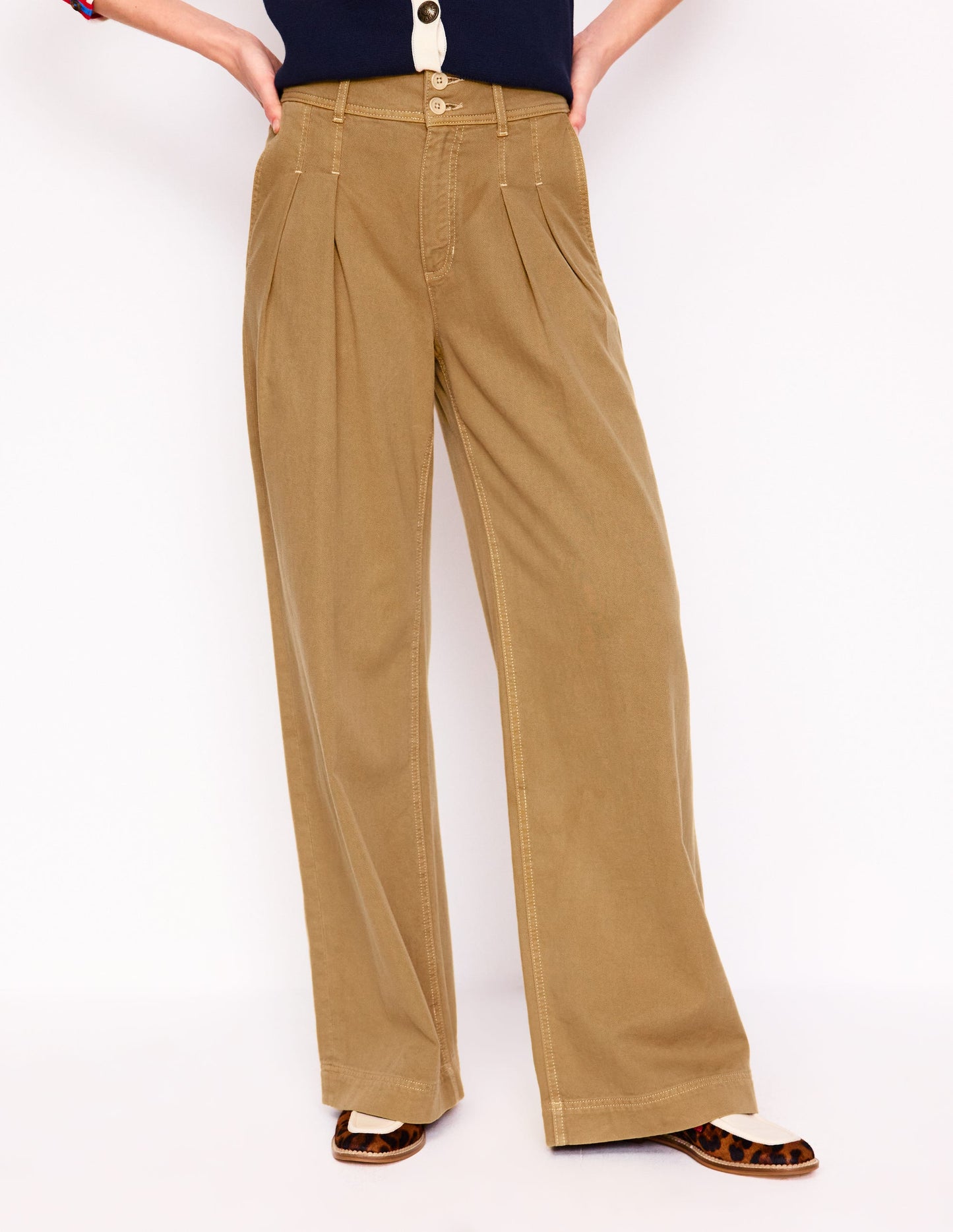 Brompton Wide Leg Trousers-Gingerbread