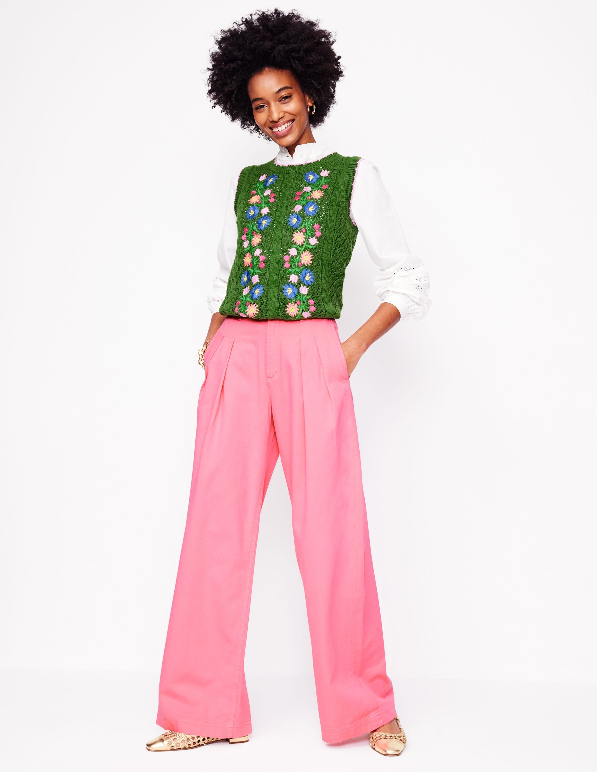 Brompton Wide Leg Pants-Pink Rose - Image 1