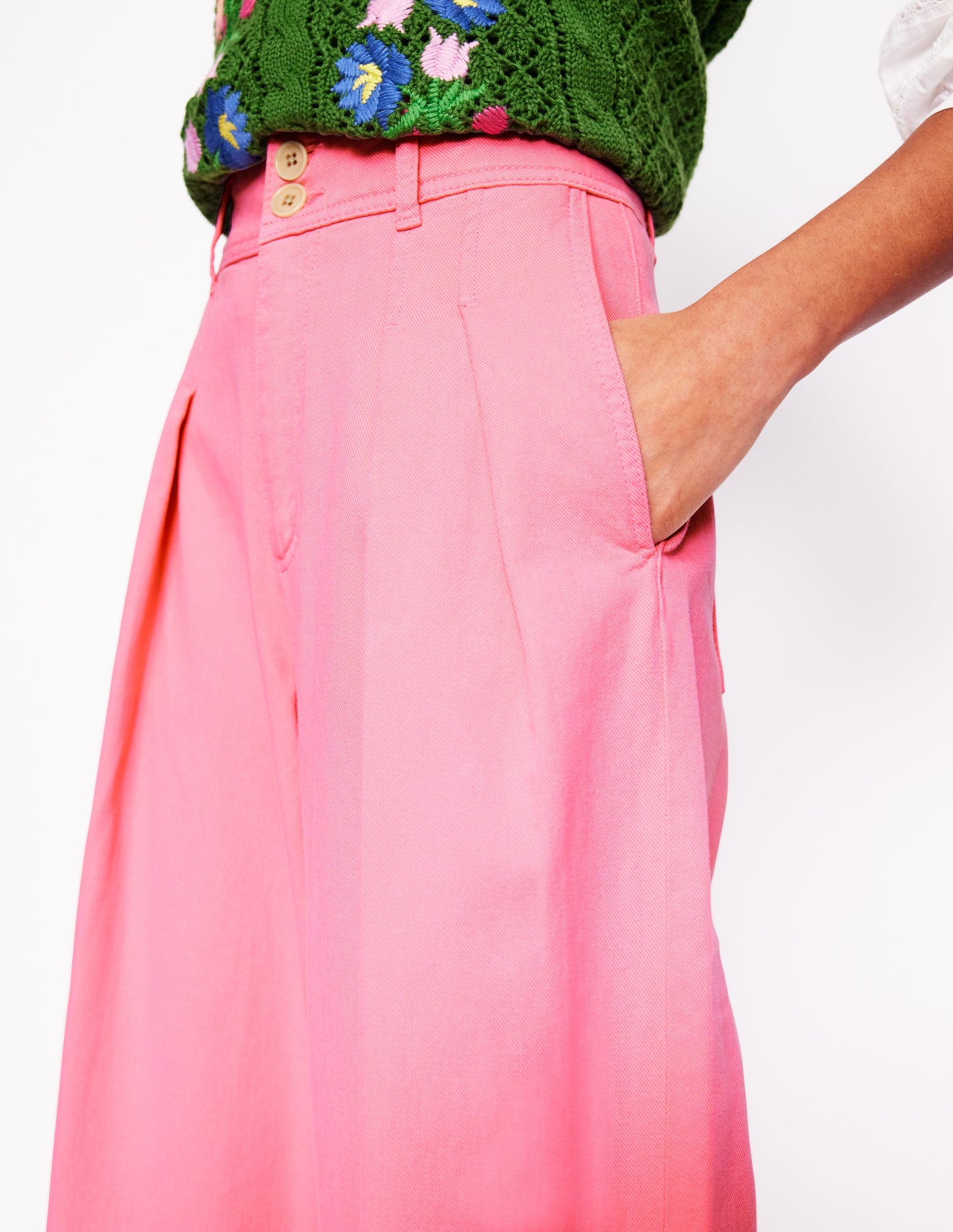 Brompton Wide Leg Pants-Pink Rose