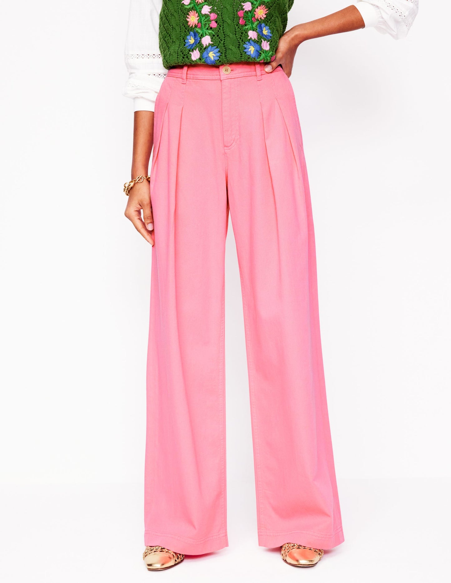 Brompton Wide Leg Pants-Pink Rose