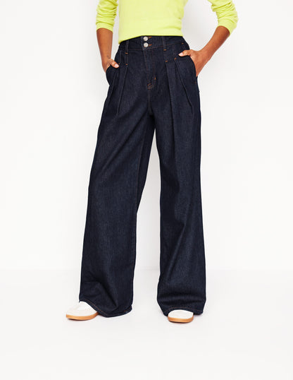 Mid Rise Fluid Denim Pants-Indigo Rinse