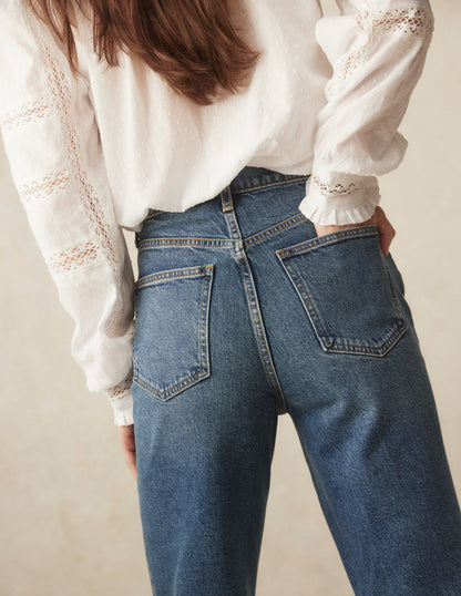 High Rise Column Leg Jeans-Mid Vintage