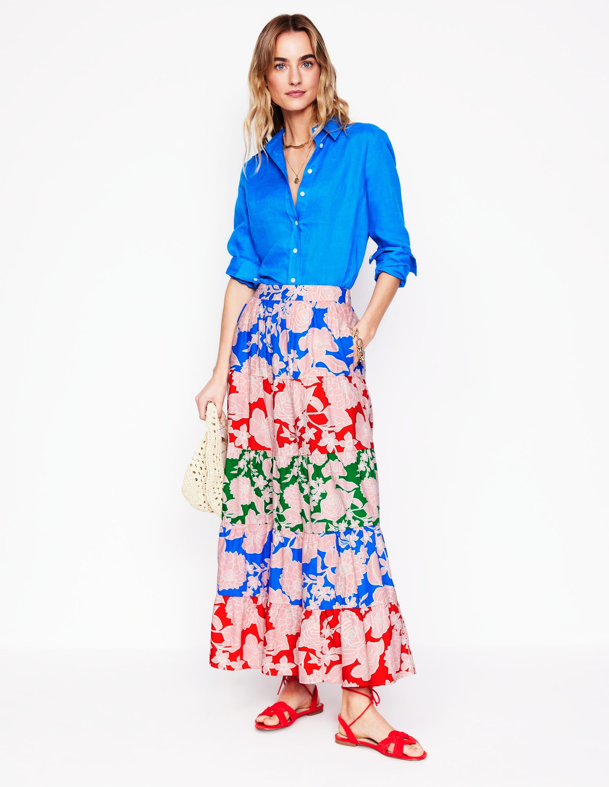 Nadia Poplin Maxi Skirt-Multi, Blossom Cascade - Image 1