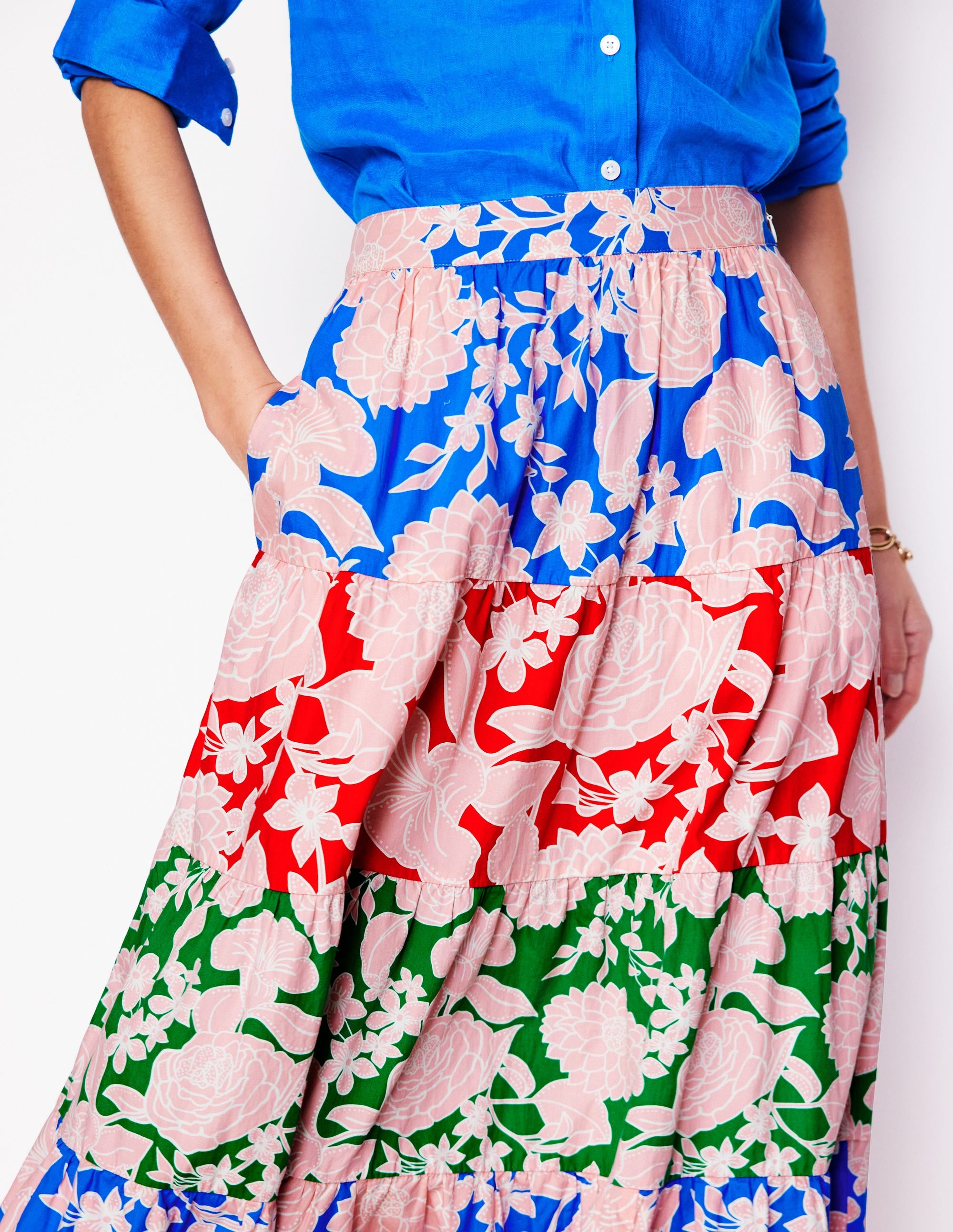 Nadia Poplin Maxi Skirt-Multi, Blossom Cascade - Image 2