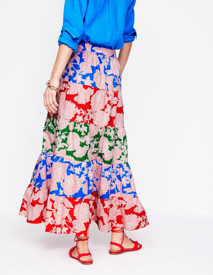 Nadia Poplin Maxi Skirt-Multi, Blossom Cascade