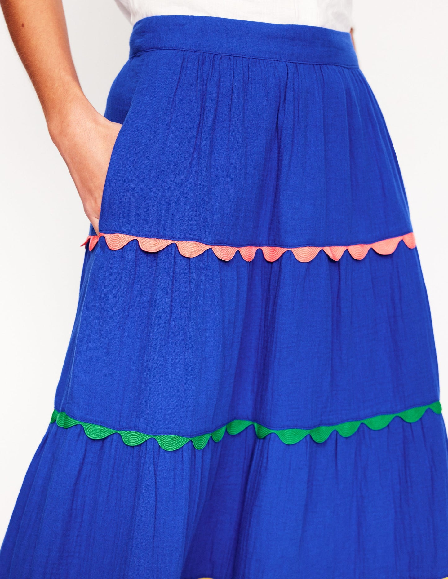 Nadia Double Cloth Maxi Skirt-Bright Blue