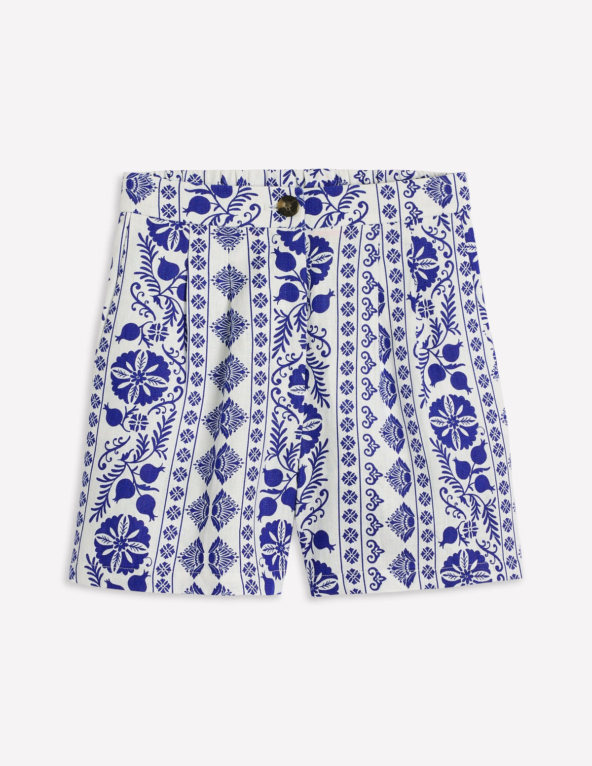 Dulwich Linen Shorts-Ivory, Ornate Border - Image 5