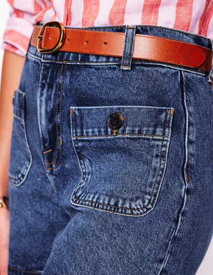 Pocket Front Denim Shorts-Mid Vintage-5