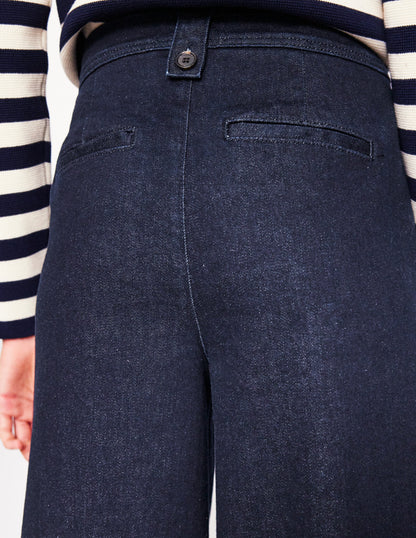 Mid Rise Button Detail Jeans-Indigo Rinse