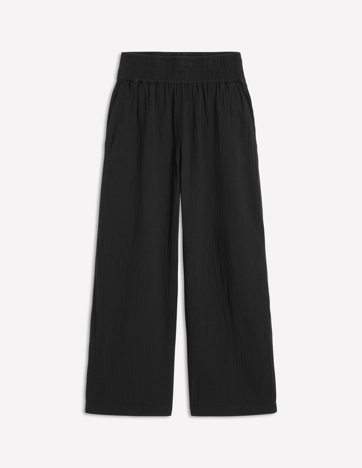 Cropped Double Cloth Pants-Black