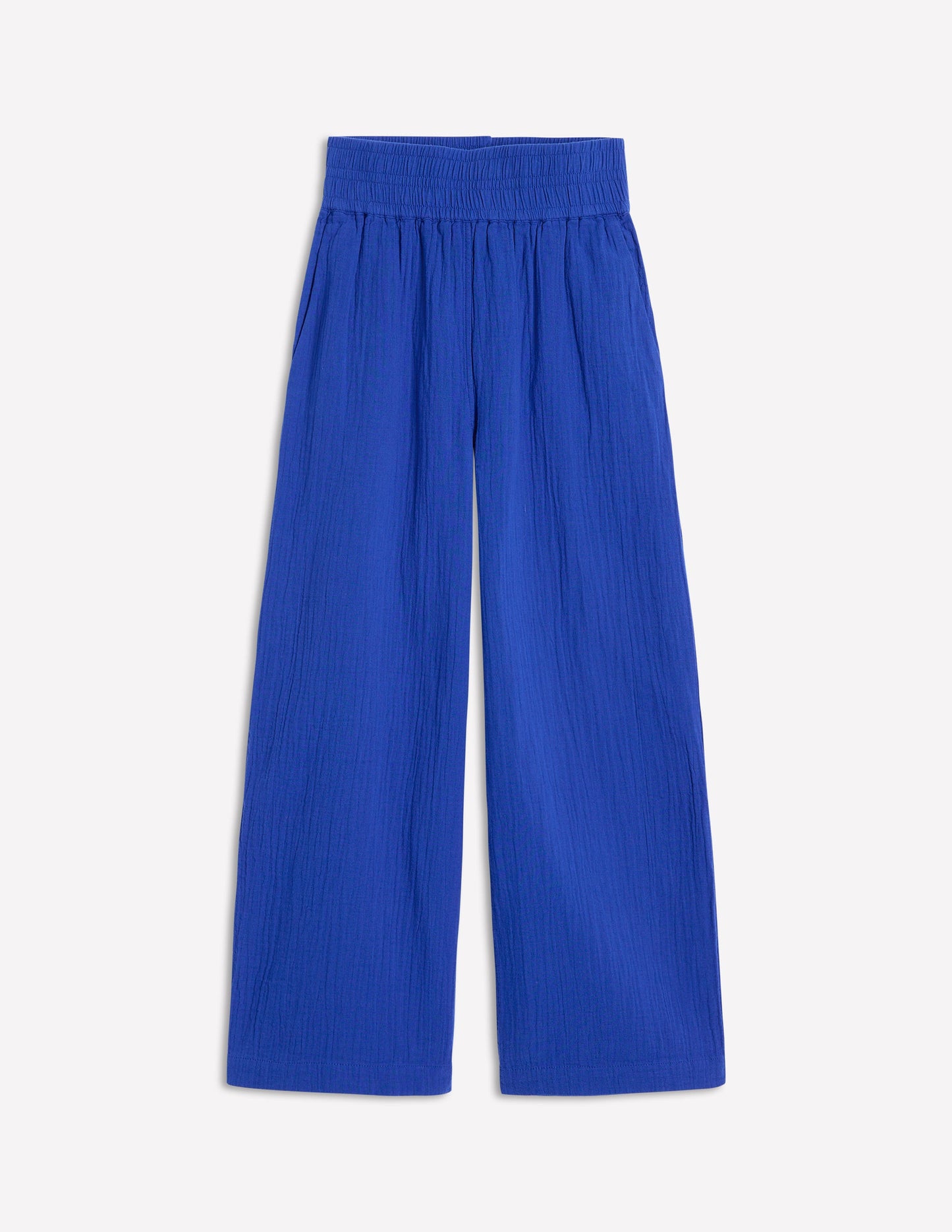 Cropped Double Cloth Pants-Bright Blue