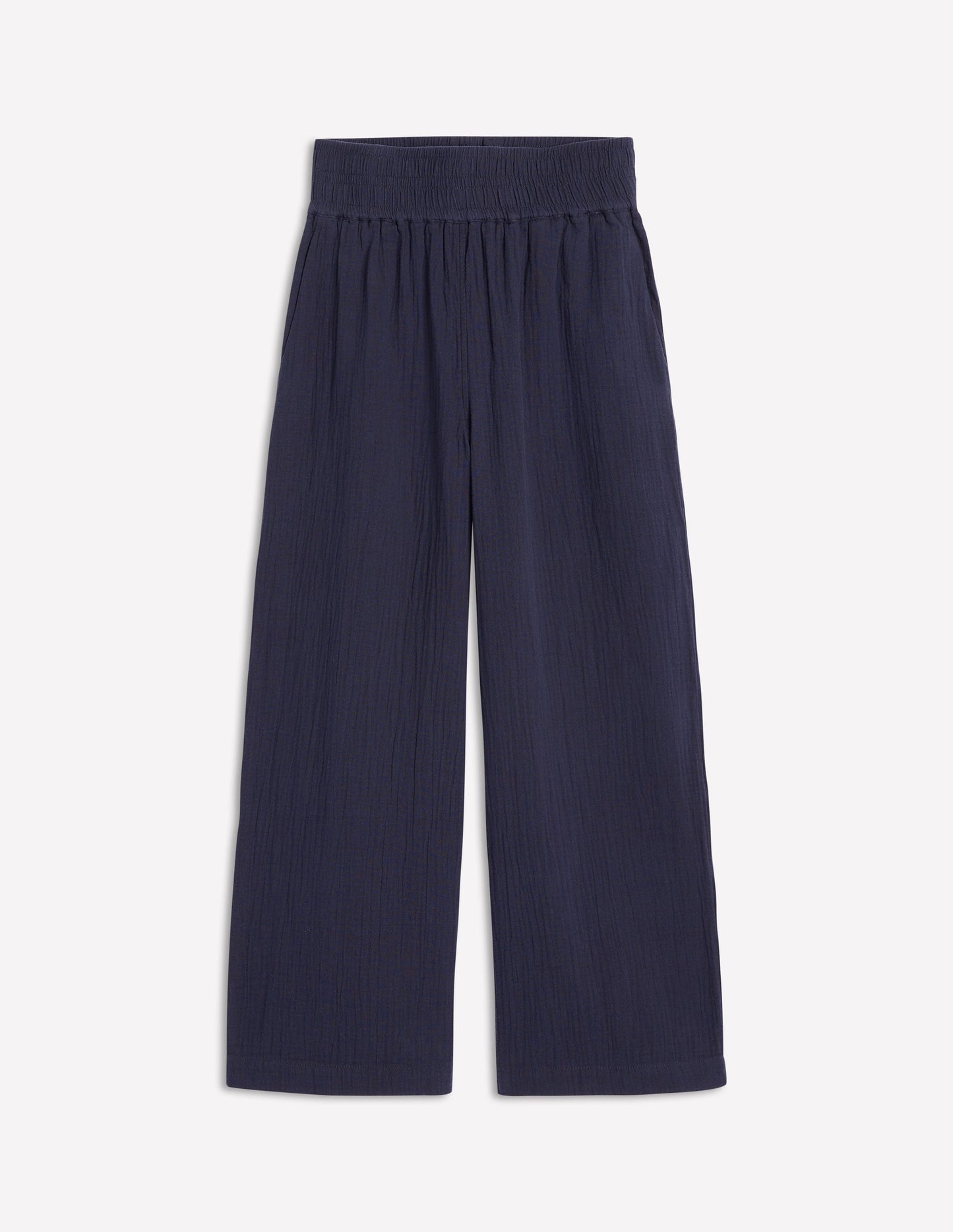 Cropped Double Cloth Pants-Navy