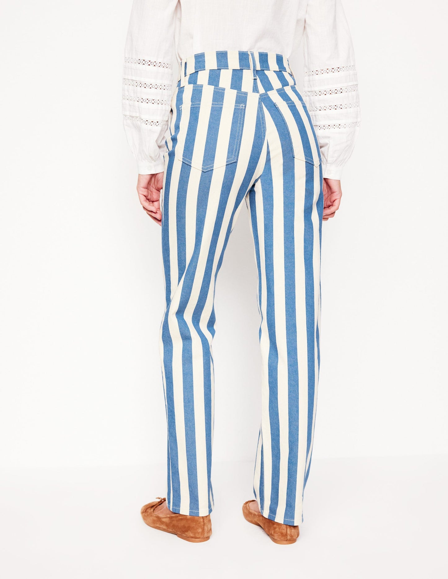 High Rise Stripe Jeans-Marine Wide Stripe