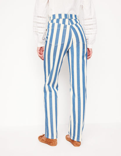 High Rise Stripe Jeans-Marine Wide Stripe