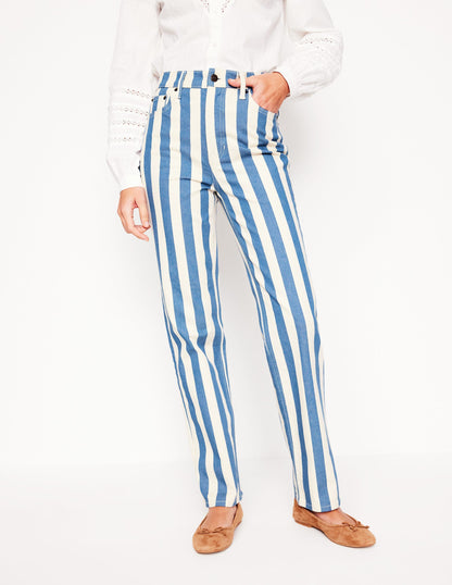 High Rise Stripe Jeans-Marine Wide Stripe